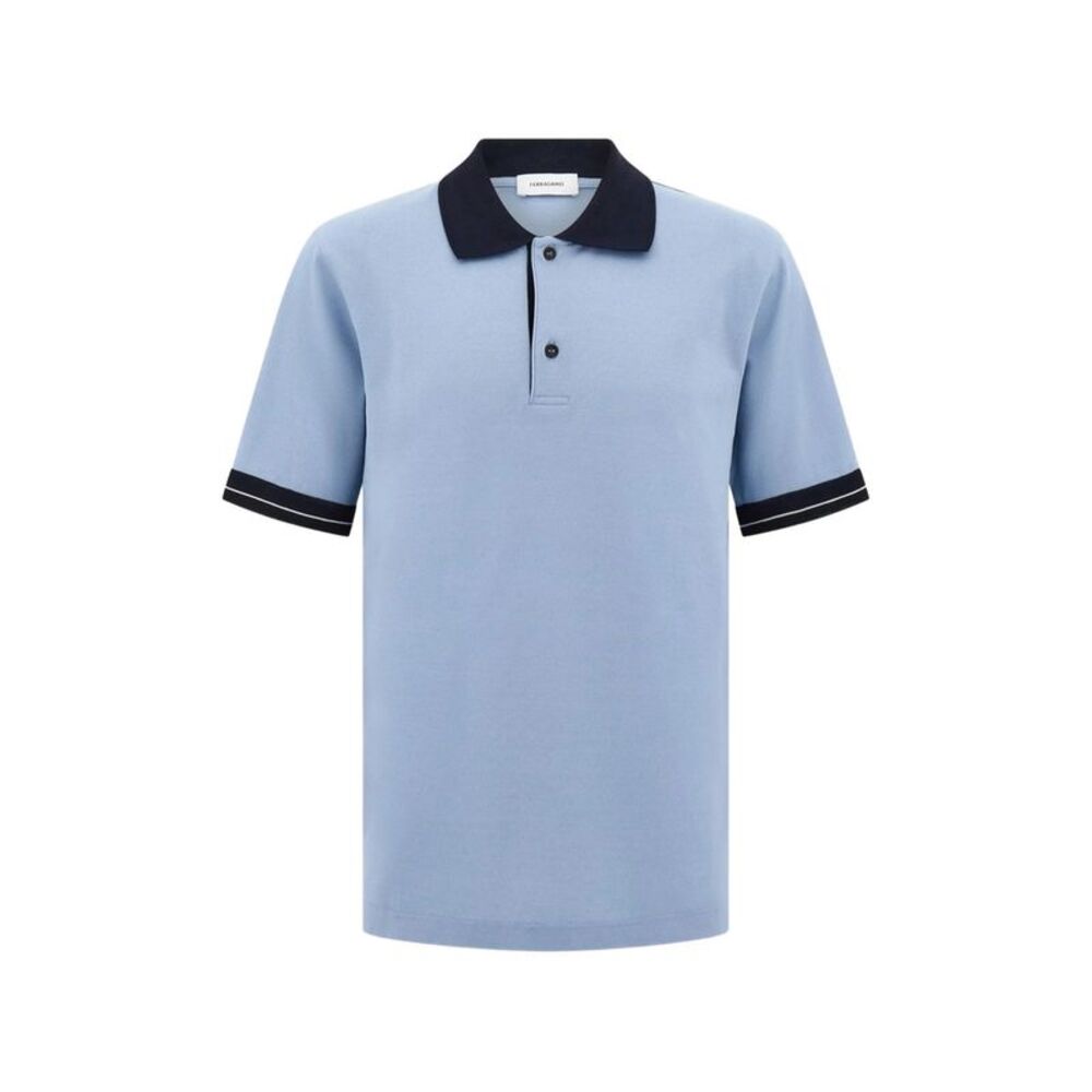 Salvatore Ferragamo Light Blue Polo with Black Trim